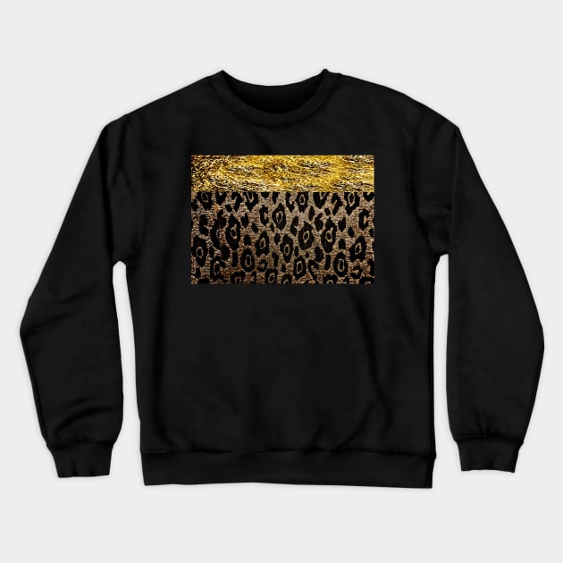 Animal Print Black and Gold and Brown Cheetah and Leopard Crewneck Sweatshirt by Overthetopsm